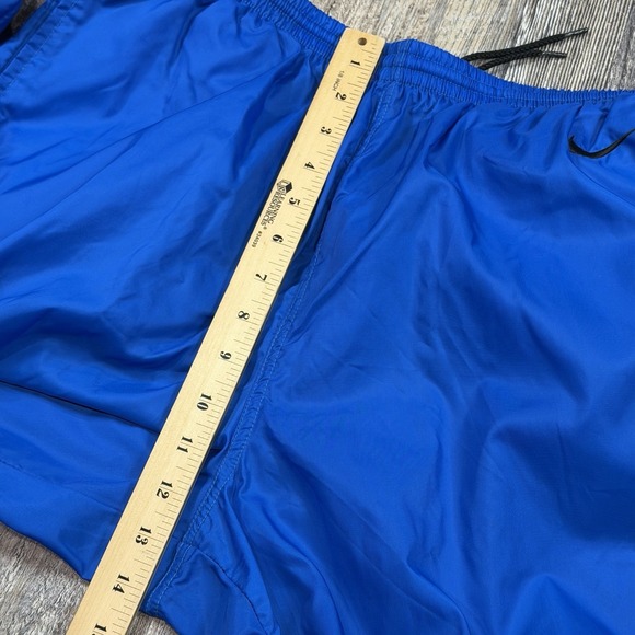 Nike Y2K Track Pants Mens L Blue Nylon Windbreaker Joggers Zip Ankle Leg Swoosh - Picture 12 of 13